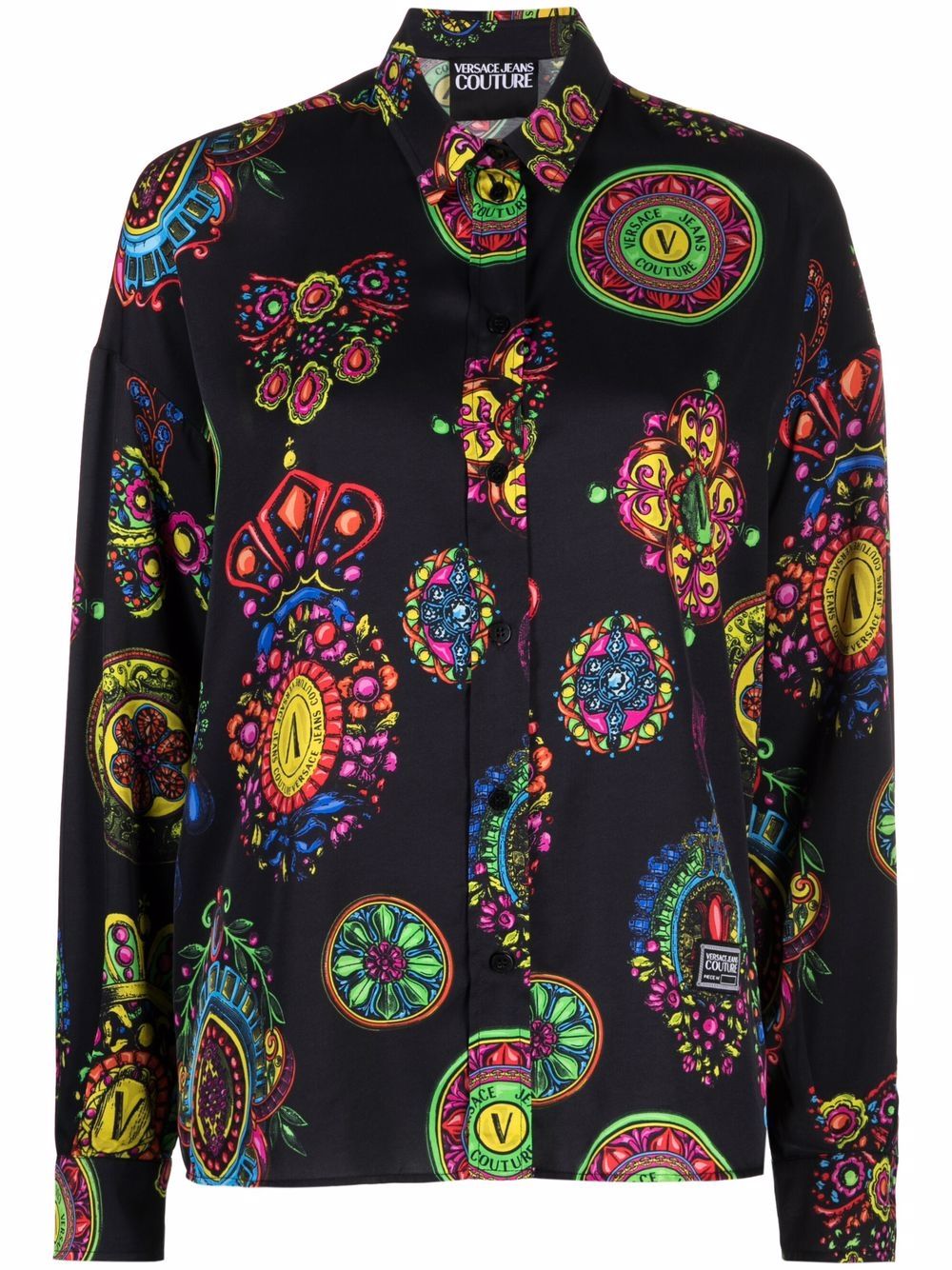 Versace Jeans Couture 范思哲 图案印花长袖衬衫 - 黑色