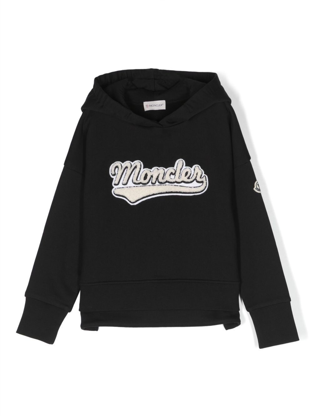 Moncler Enfant logo贴花连帽衫 - 黑色