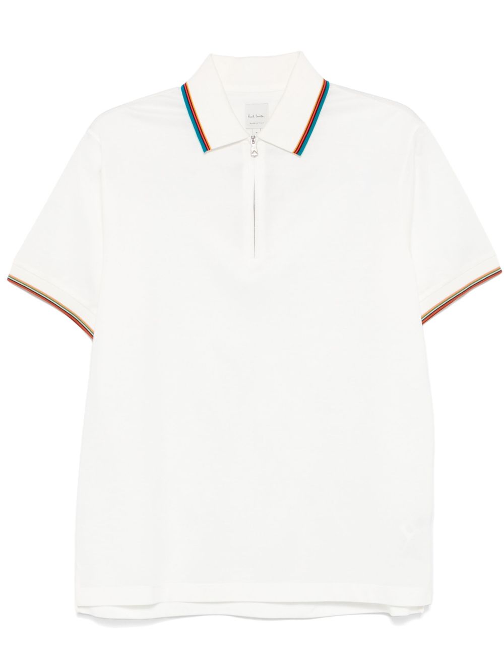Paul Smith 条纹边饰棉polo衫 - 白色