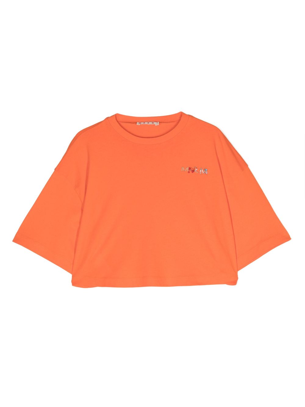 Marni Kids 珠饰缀饰logo T恤 - 橘色
