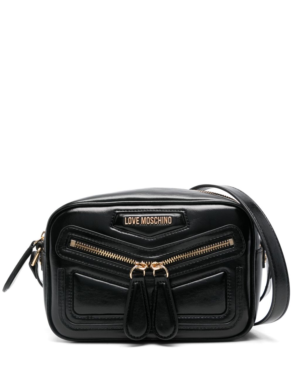 Love Moschino 拼接斜挎包 - 黑色