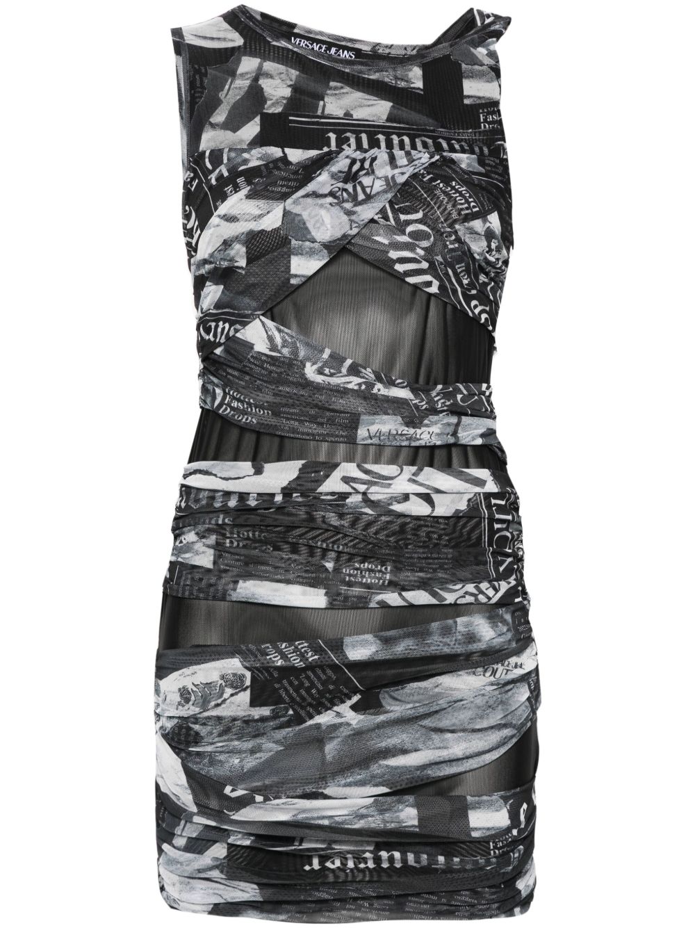 Versace Jeans Couture 不对称垂坠连衣裙 - 黑色