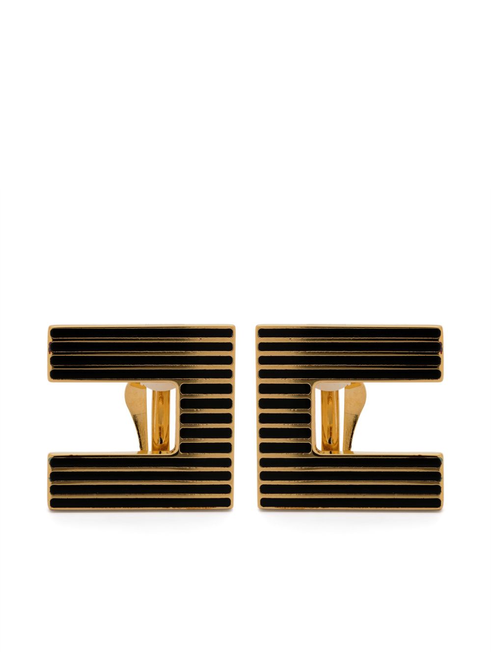 Elisabetta Franchi 条纹logo耳环 - 金色
