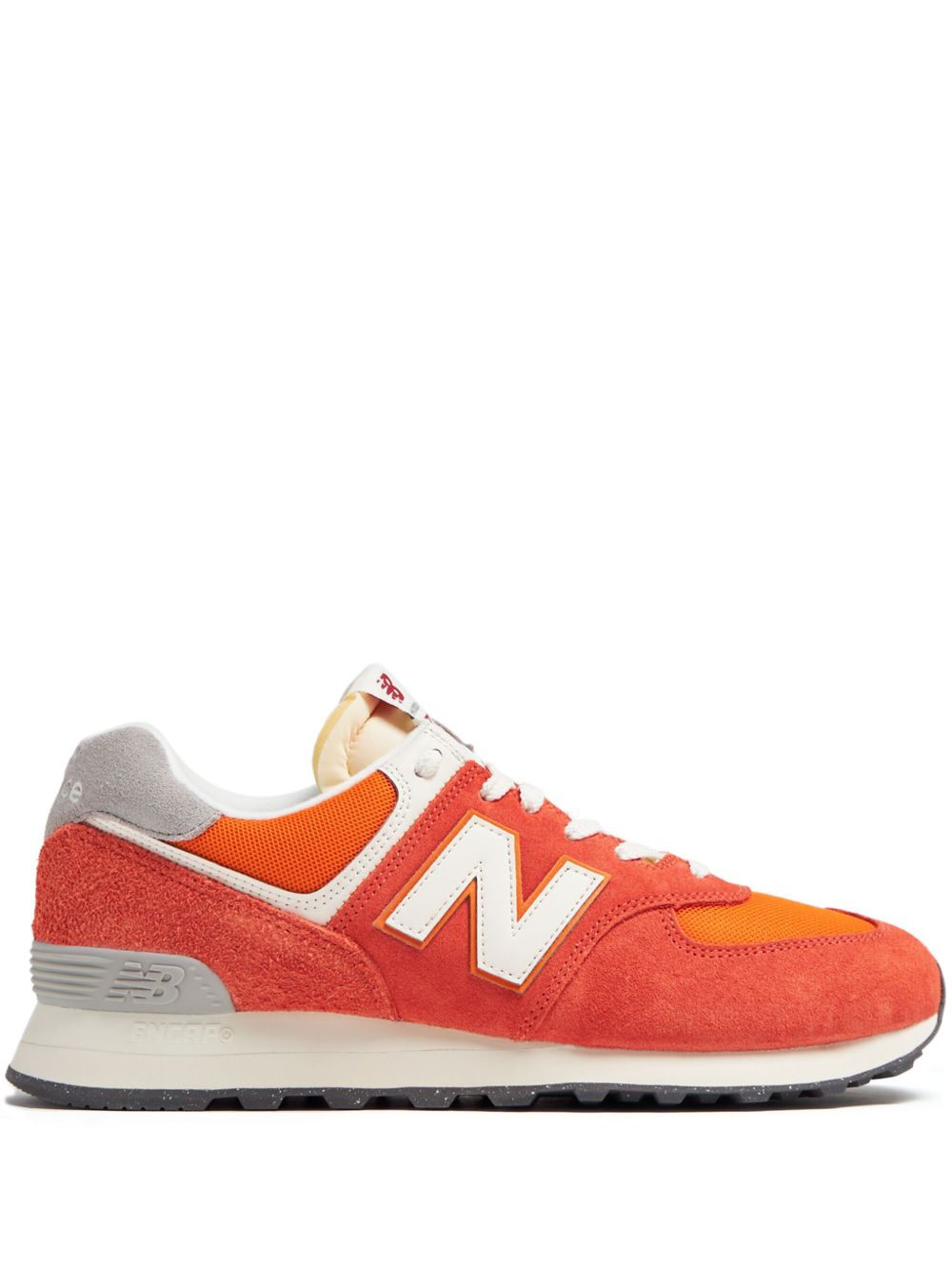 New Balance 574 系列拼色绒面皮运动鞋 - 橘色