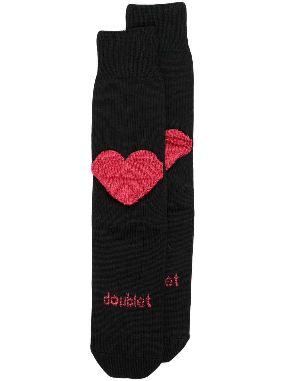 Doublet 心形图案及踝针织袜 - 黑色