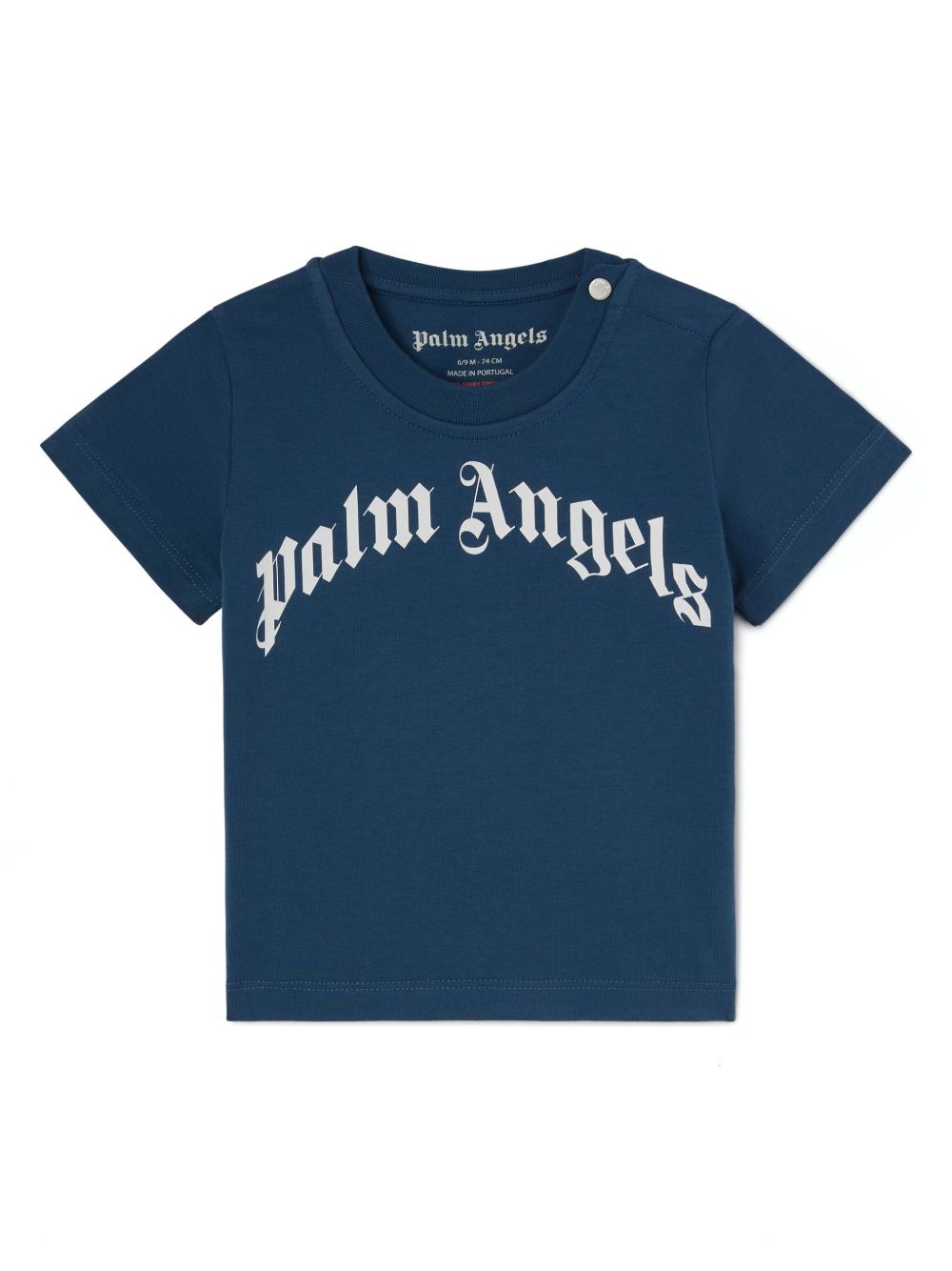 Palm Angels Kids 弧形logo印花T恤 - 蓝色
