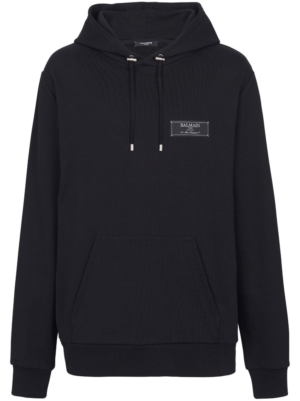 Balmain 标贴棉连帽衫 - 黑色