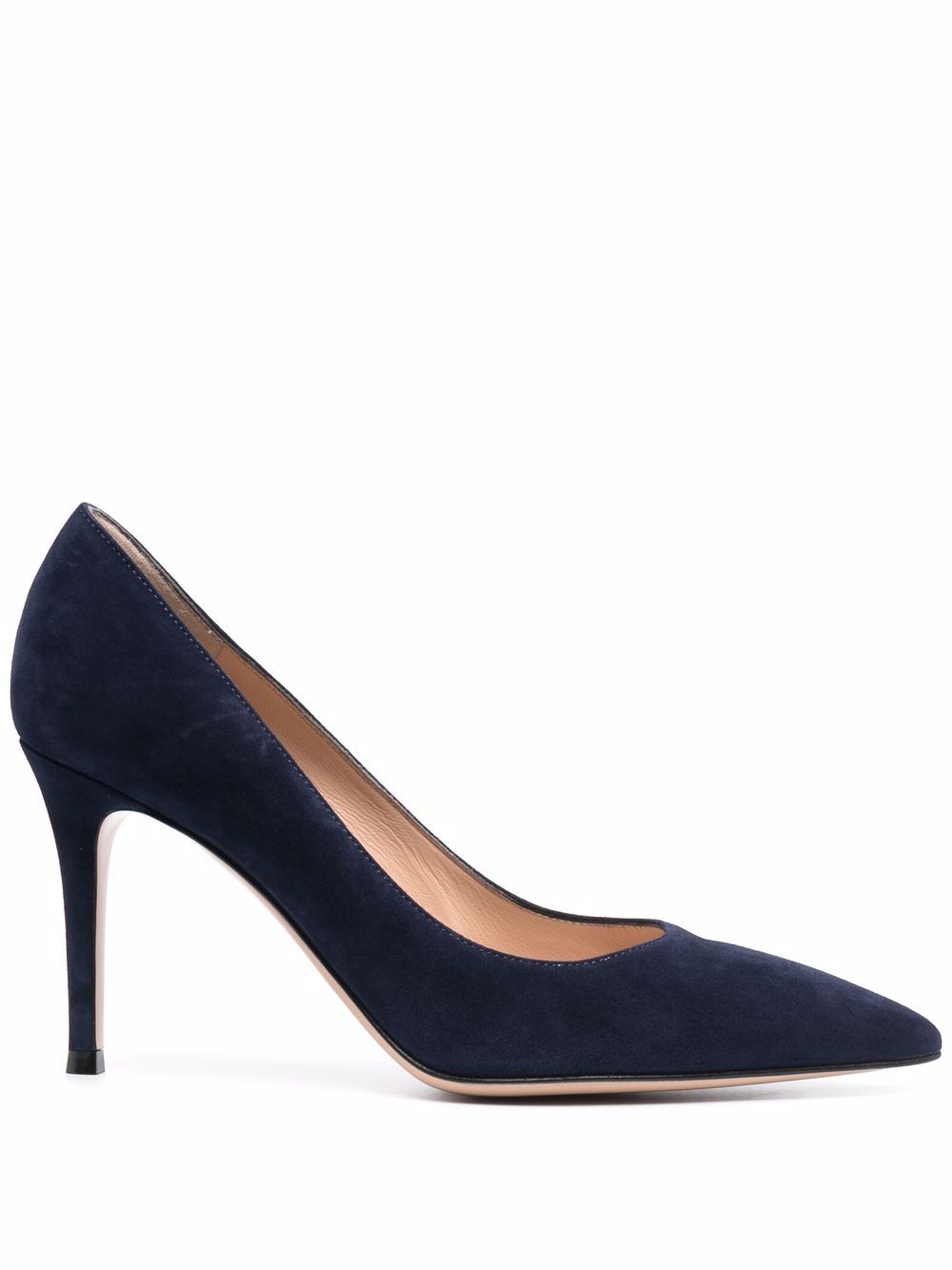 Gianvito Rossi 尖头绒面皮高跟鞋 - 蓝色