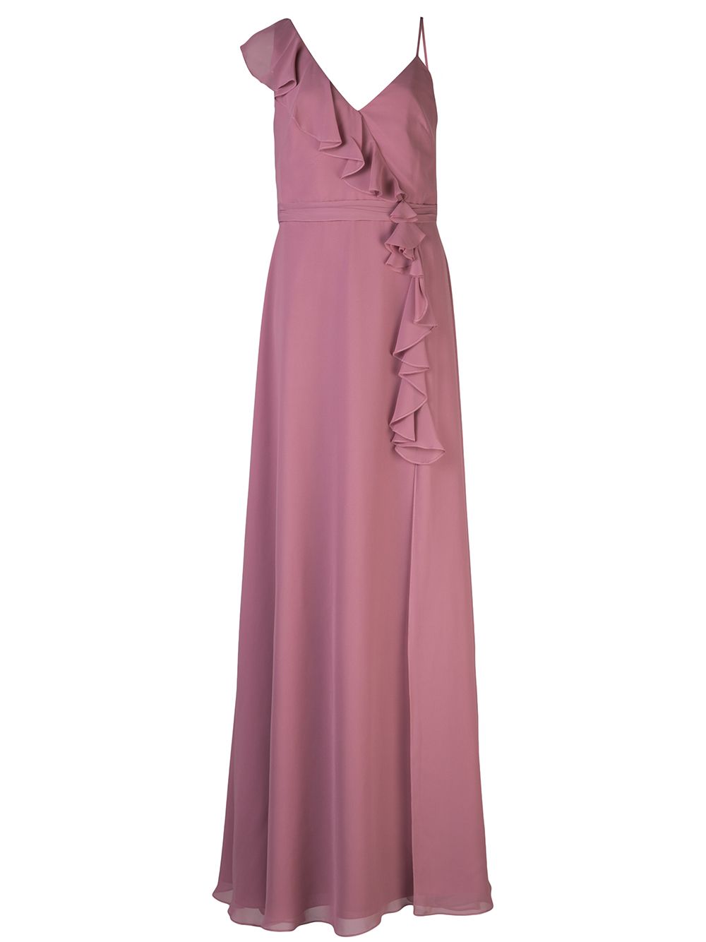 Marchesa Notte Bridesmaids 荷叶边饰长款连衣裙 - 紫色