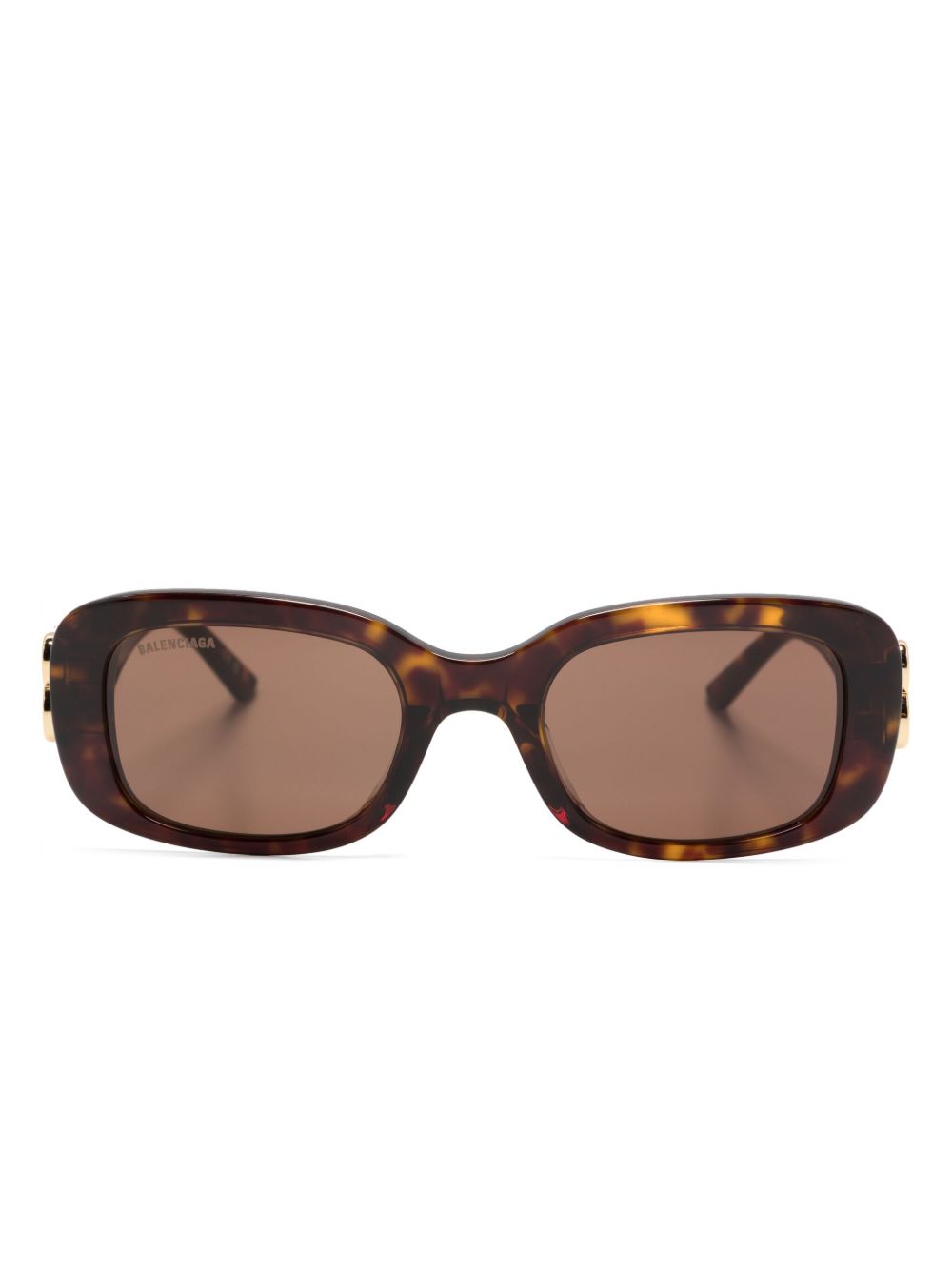 Balenciaga Eyewear Dinasty 玳瑁纹长方形框太阳眼镜 - 褐色