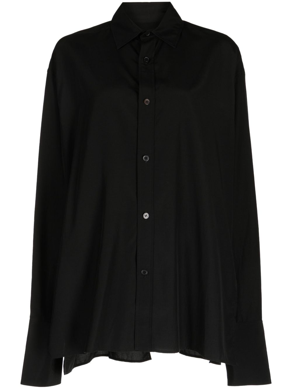 Yohji Yamamoto 垂坠拼接半透明衬衫 - 黑色