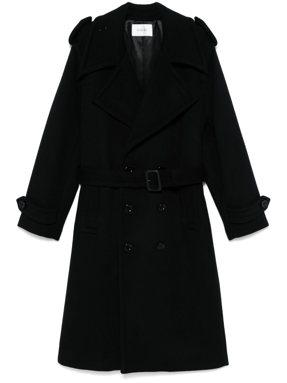 Saint Laurent 毛毡风衣 - 黑色
