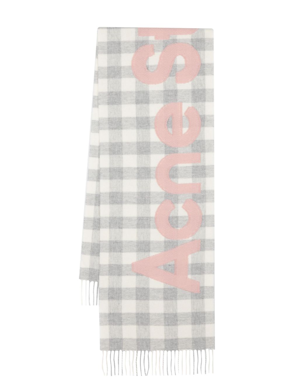 Acne Studios 标贴格纹羊毛围巾 - 灰色