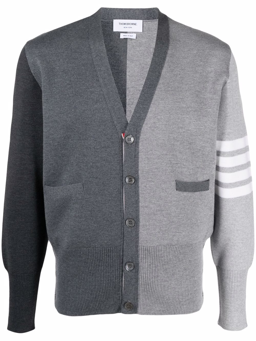 Thom Browne 四条纹开衫 - 灰色