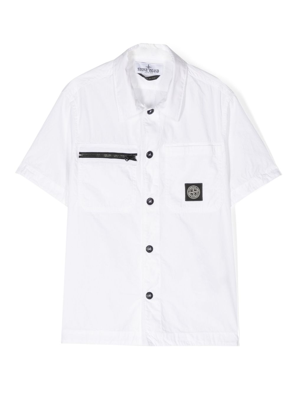 Stone Island Junior 短袖府绸衬衫 - 白色