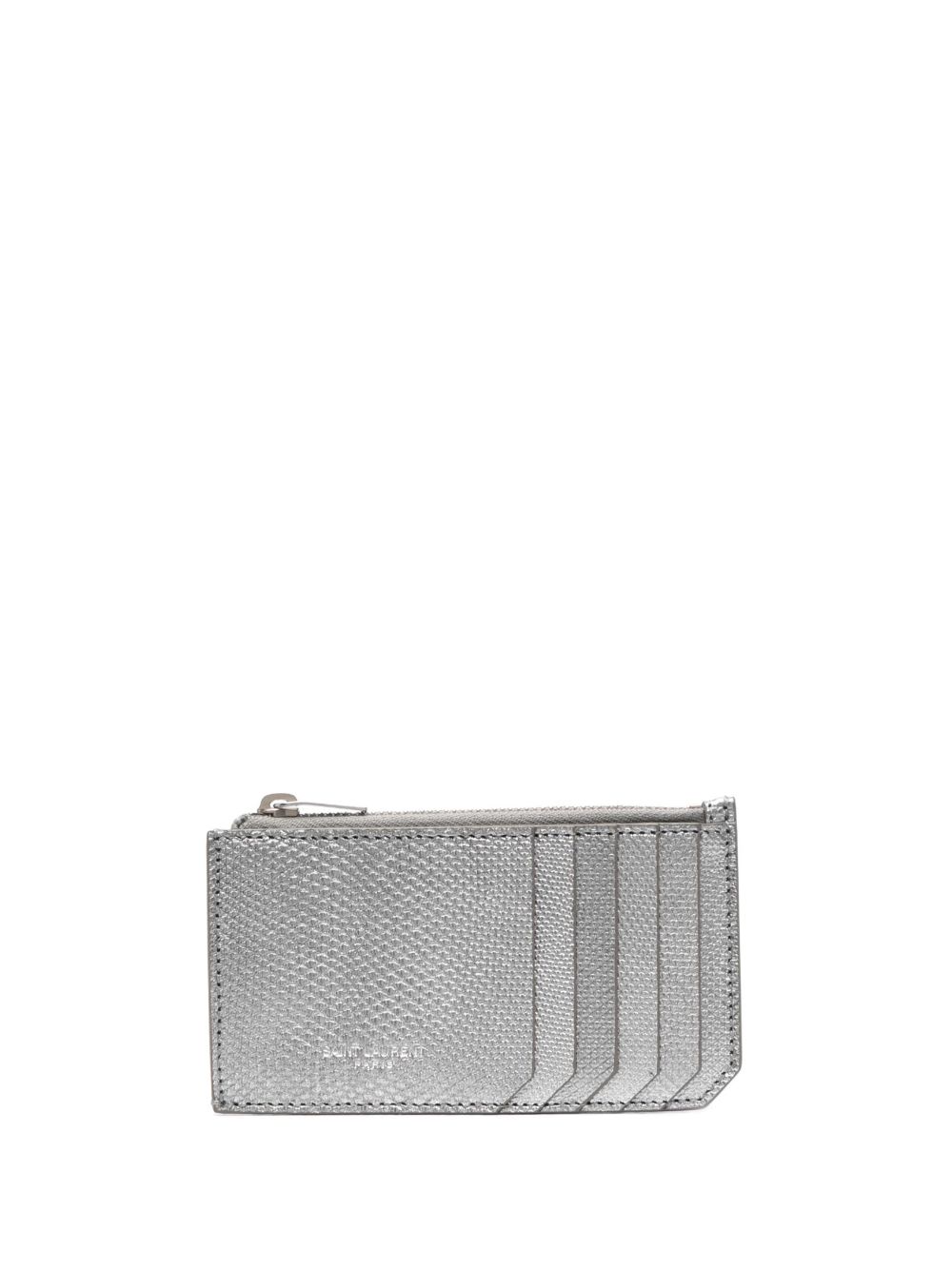 Saint Laurent 金属感皮质卡夹 - 银色