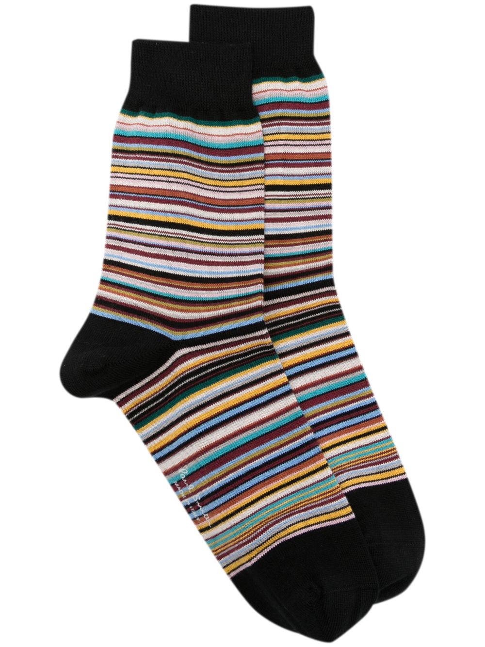 Paul Smith logo条纹印花及踝针织袜 - 黑色