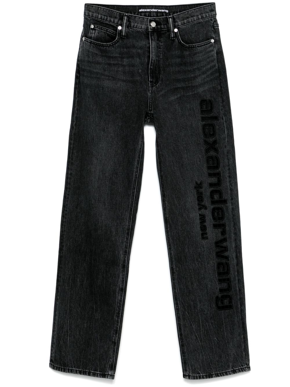 Alexander Wang 镂空logo牛仔裤 - 黑色