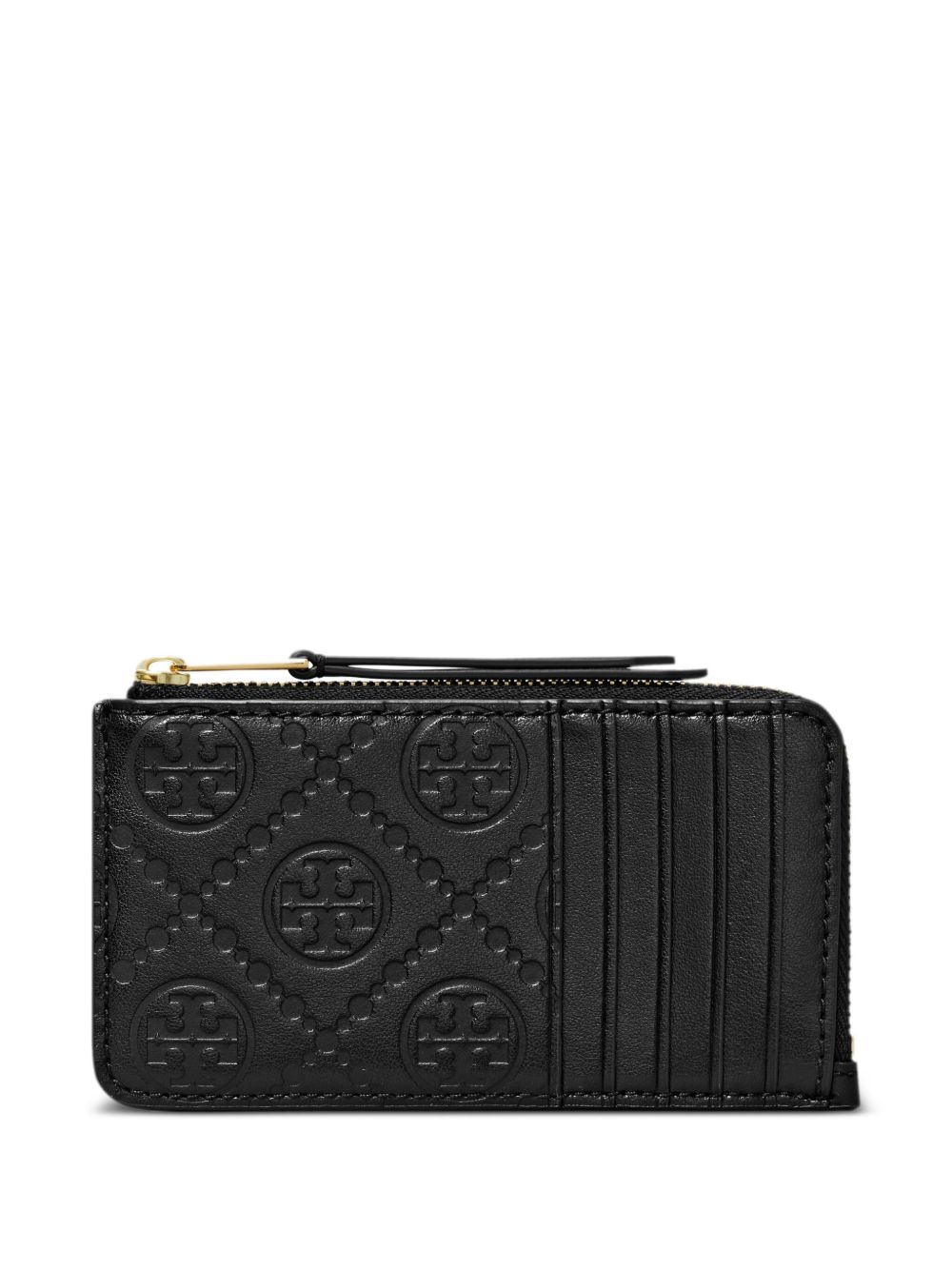 Tory Burch T字经典logo皮质钱包 - 黑色