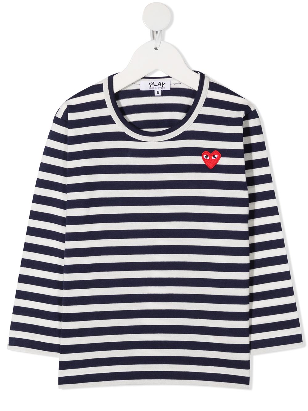 Comme Des Garçons Play Kids 心形贴花条纹T恤 - 蓝色