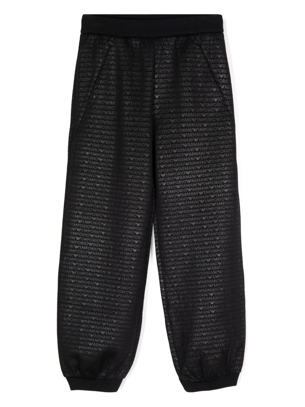 Emporio Armani Kids logo运动裤 - 黑色