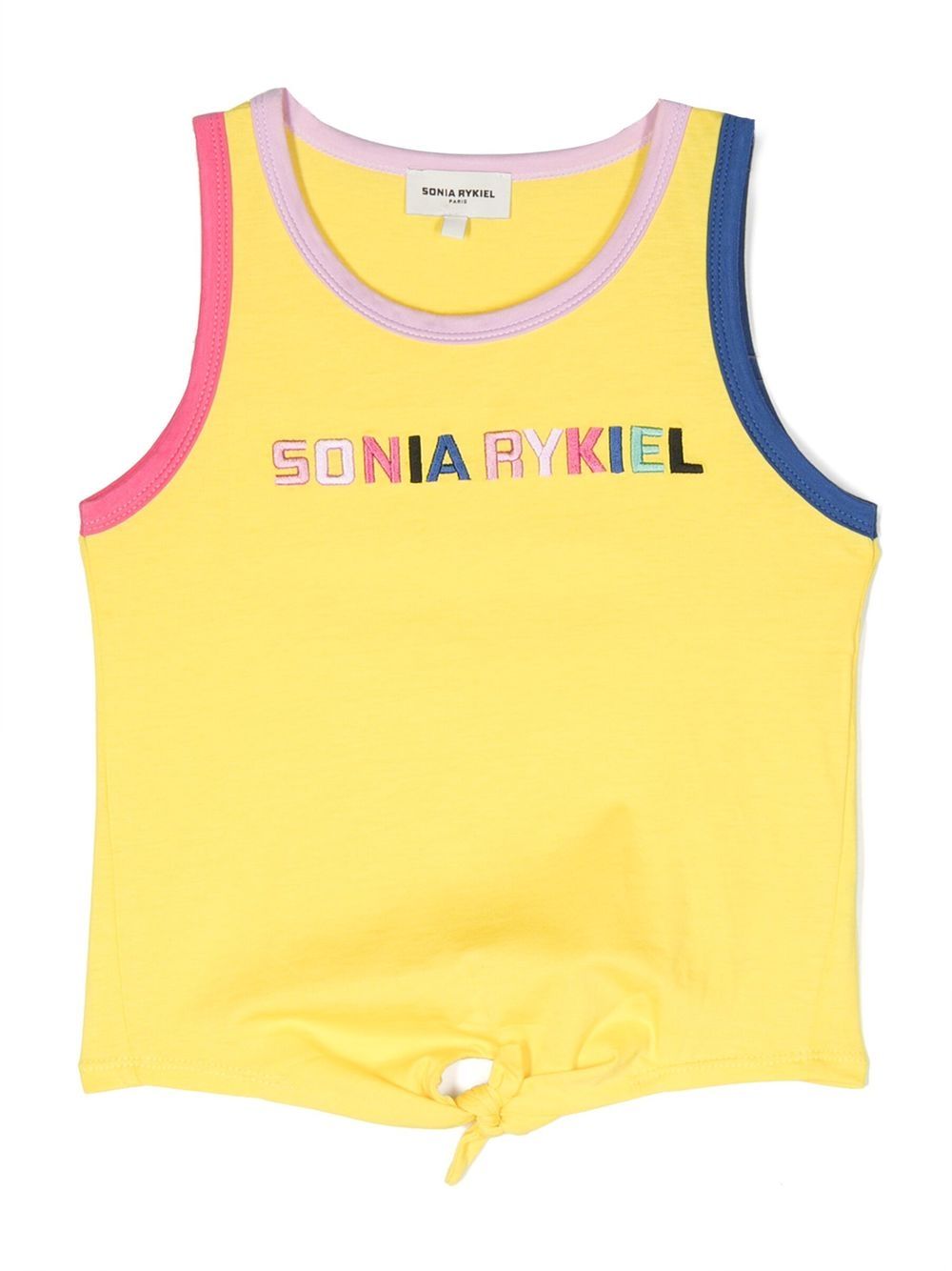SONIA RYKIEL ENFANT logo刺绣坦克背心 - 黄色