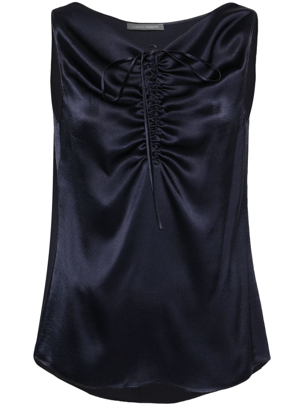 Alberta Ferretti 缩褶缎面罩衫 - 蓝色