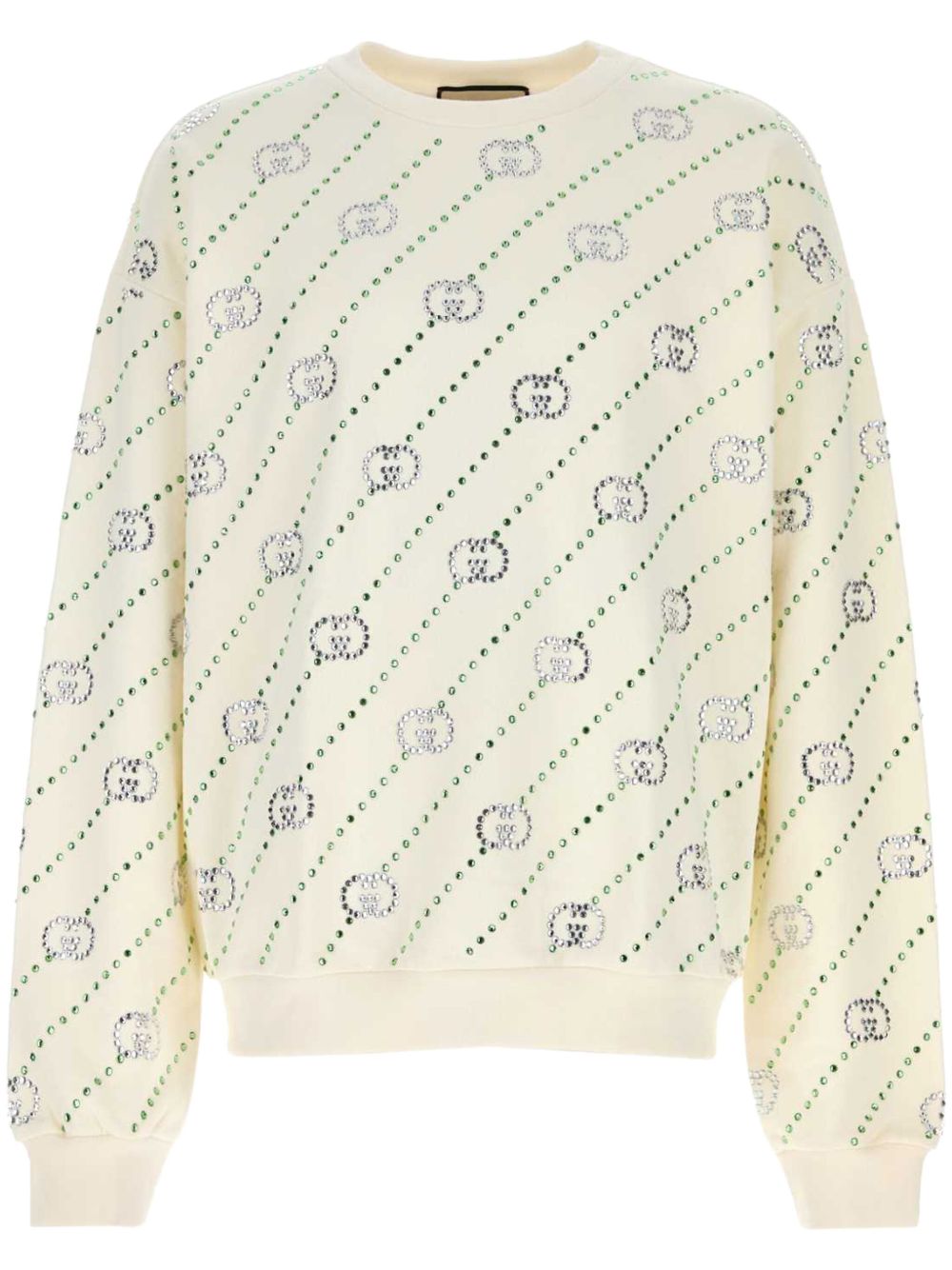 Gucci Interlocking G 晶饰条纹卫衣 - 中性色