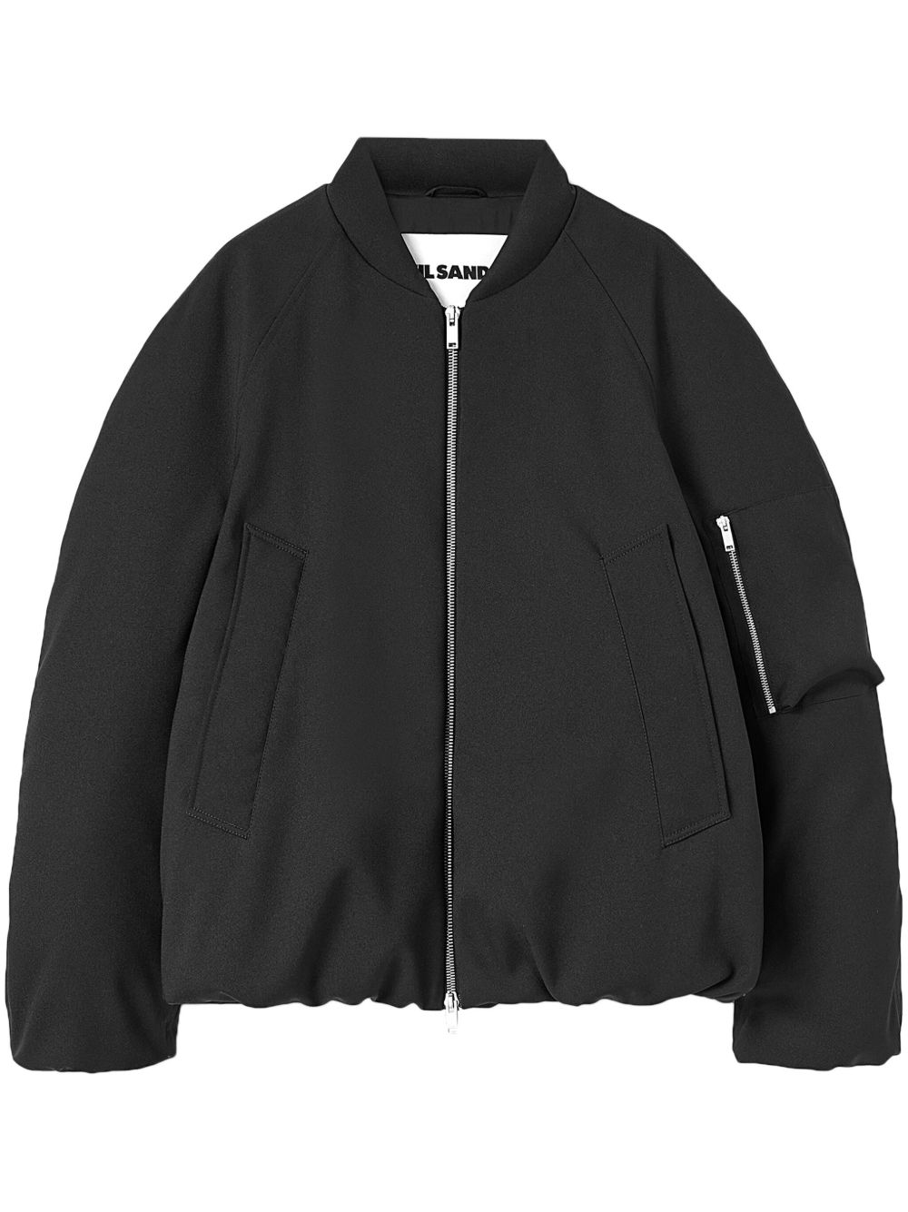 Jil Sander 拉链填充飞行员夹克 - 黑色