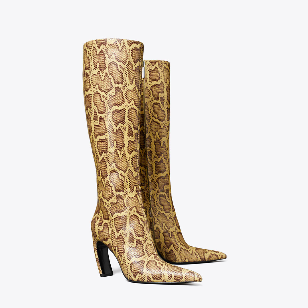 Tory Burch Tall Snake-Embossed Leather Boot