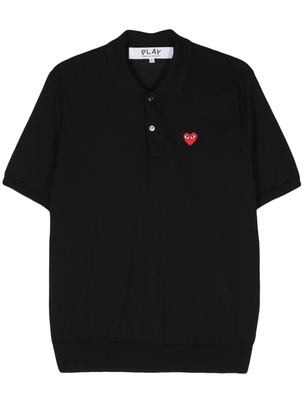Comme Des Garçons Play 爱心贴花羊毛polo衫 - 黑色