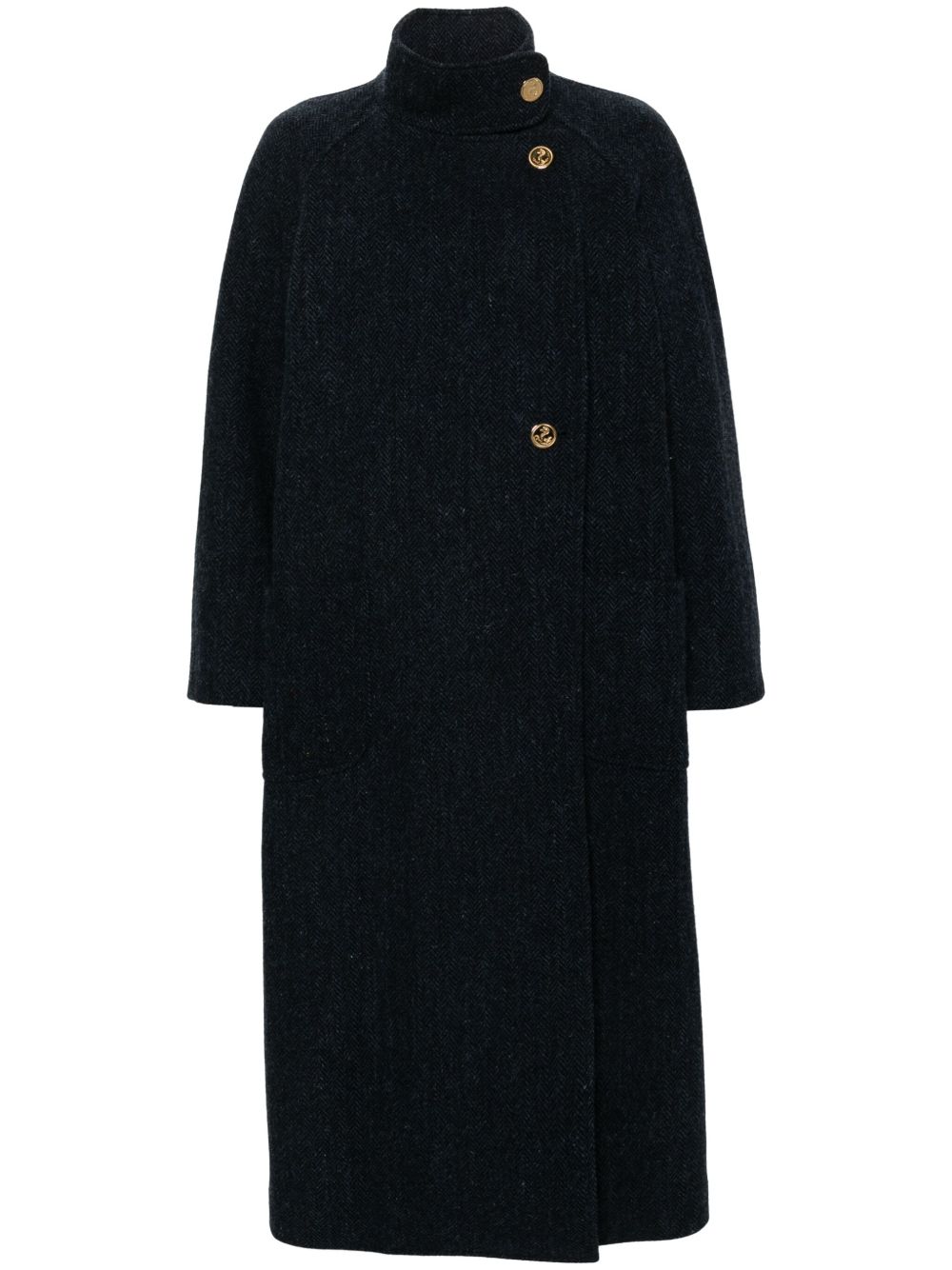 Thom Browne Harris 粗花呢高领外套 - 蓝色