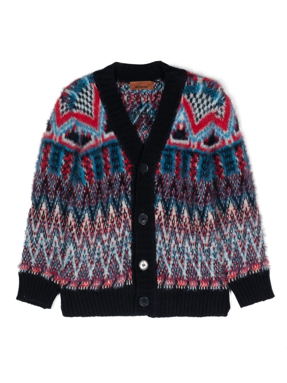 Missoni Kids V领拉绒开衫 - 蓝色