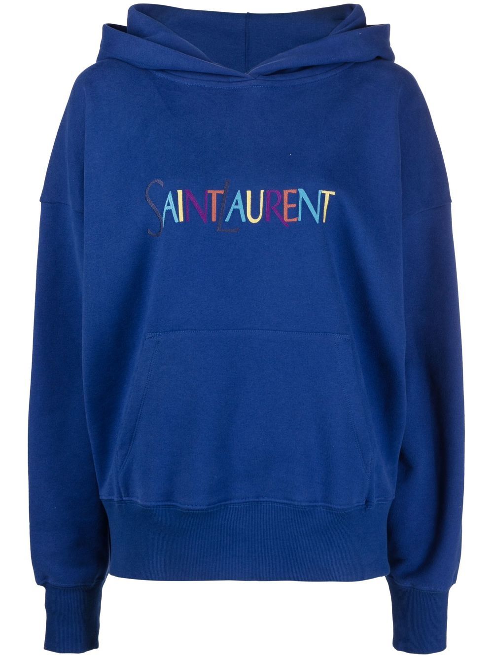 Saint Laurent 圣罗兰 logo刺绣长袖连帽衫 - 蓝色