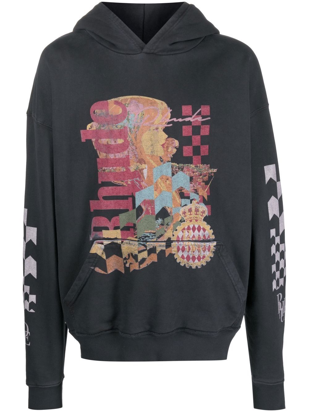 RHUDE 图案印花棉连帽衫 - 黑色