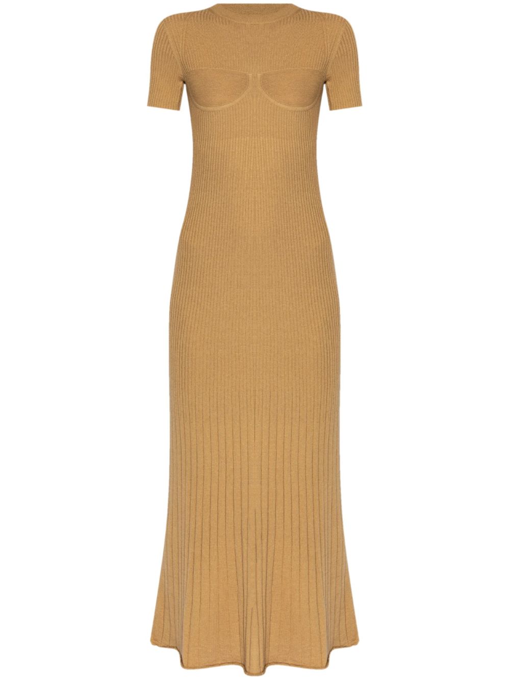 Max Mara 罗纹超长连衣裙 - 褐色