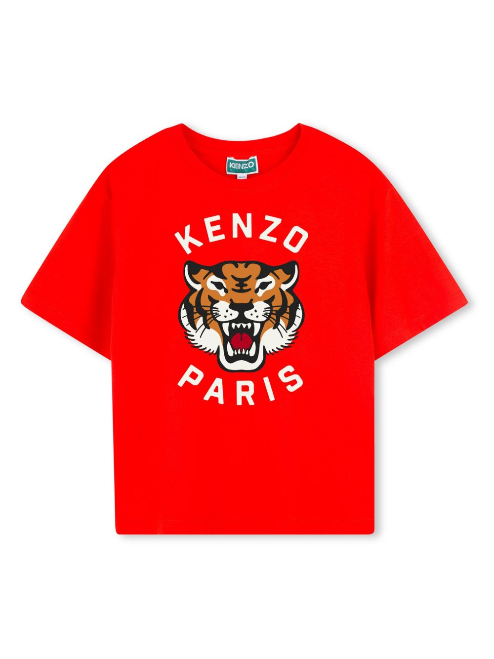 Kenzo Kids Tiger Head 印花T恤 - 红色
