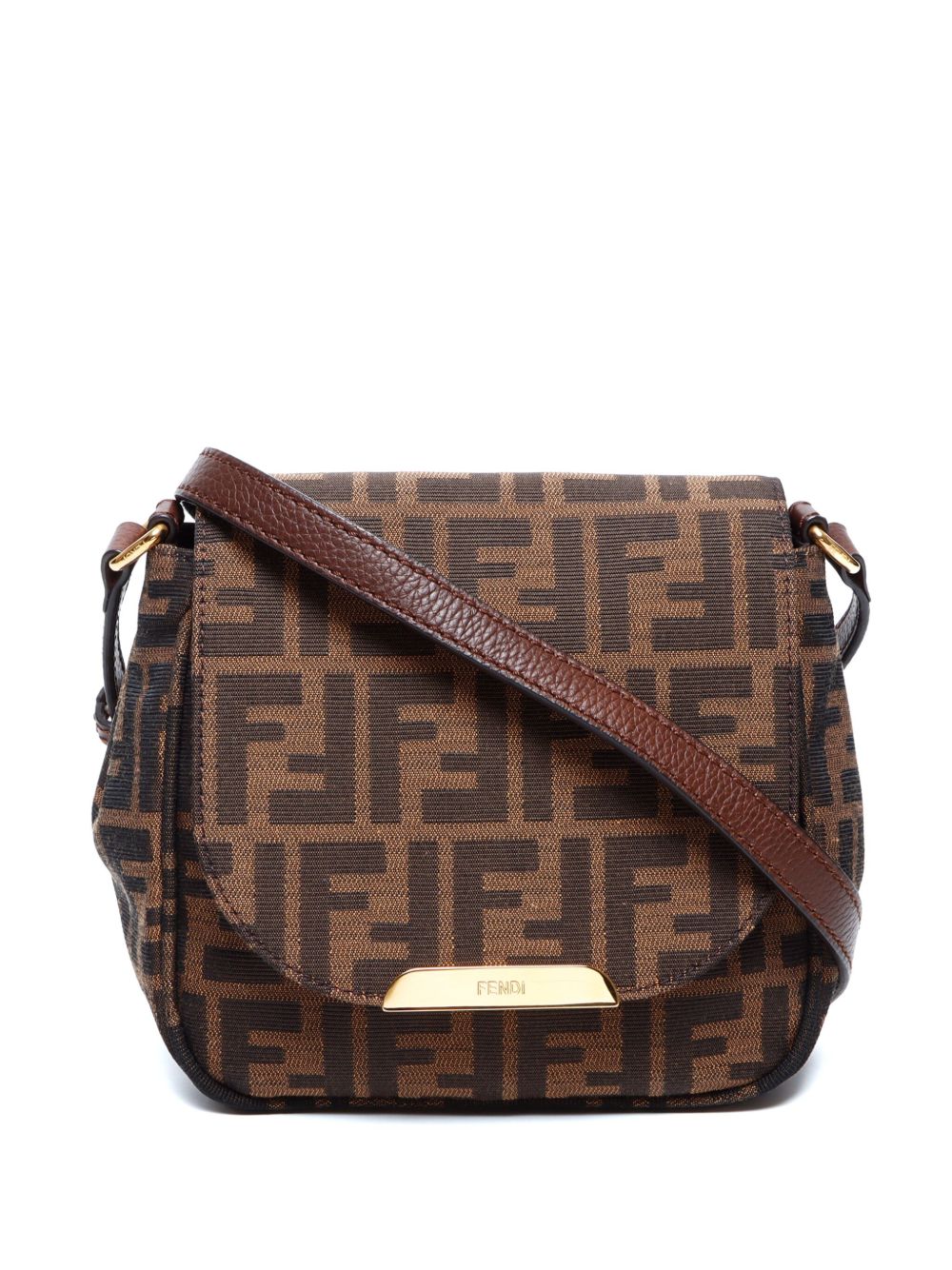 Fendi Pre-Owned Zucca 帆布斜挎包（典藏款） - 褐色