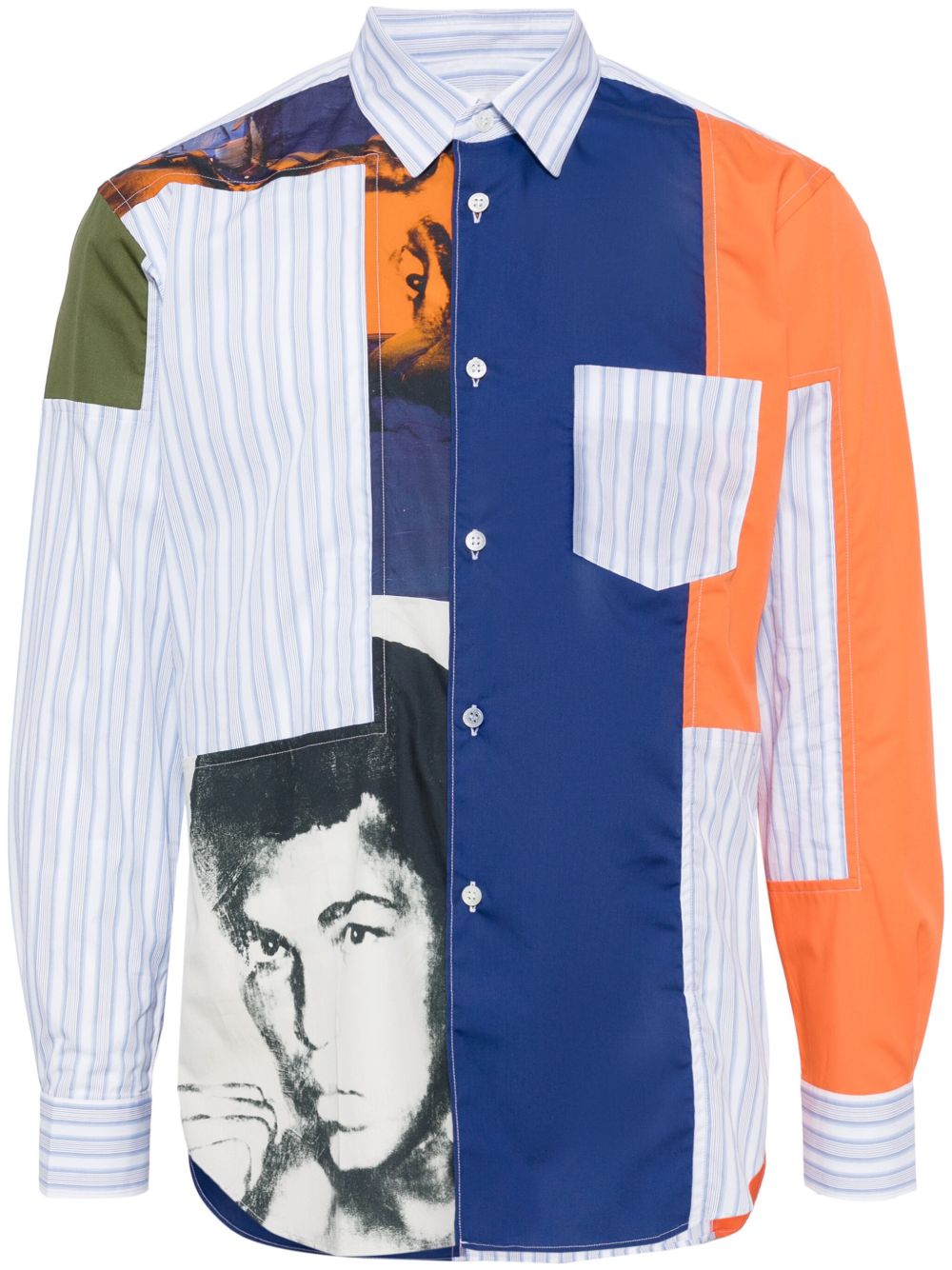 Comme Des Garçons Shirt 拼色条纹衬衫 - 蓝色