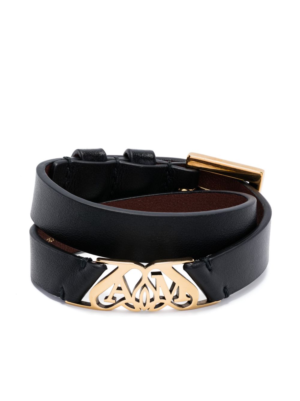 Alexander McQueen Seal 皮质手环 - 黑色