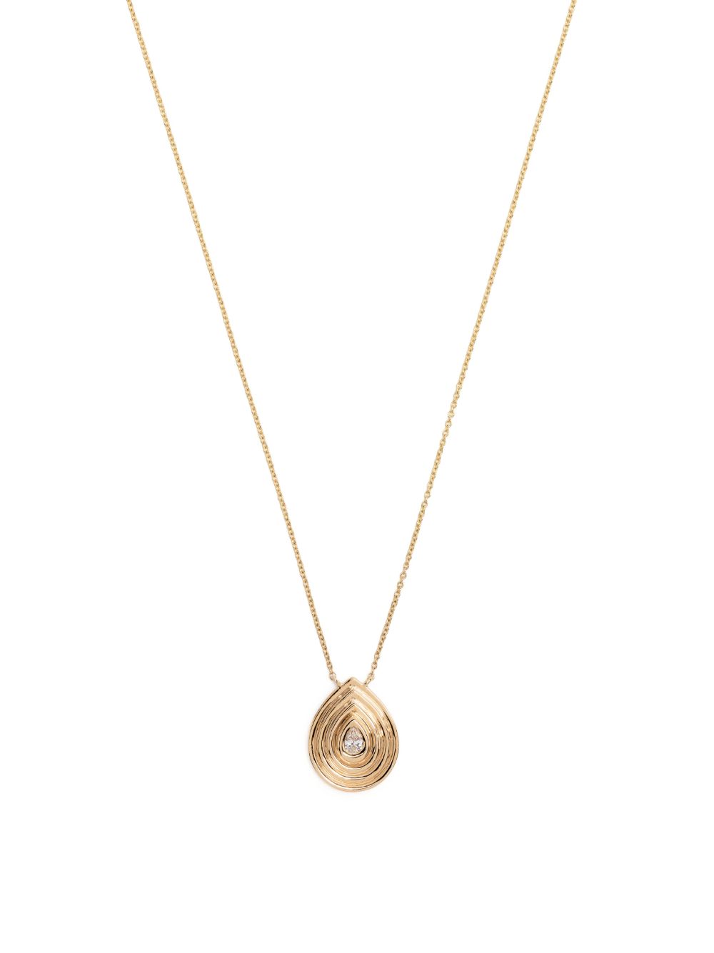 Dana Rebecca Designs Nana Bernice Groove Teardrop 14K黄金钻石项链 - 金色