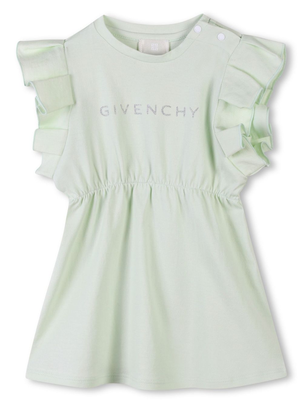 Givenchy Kids 亮片金葱logo连衣裙 - 绿色