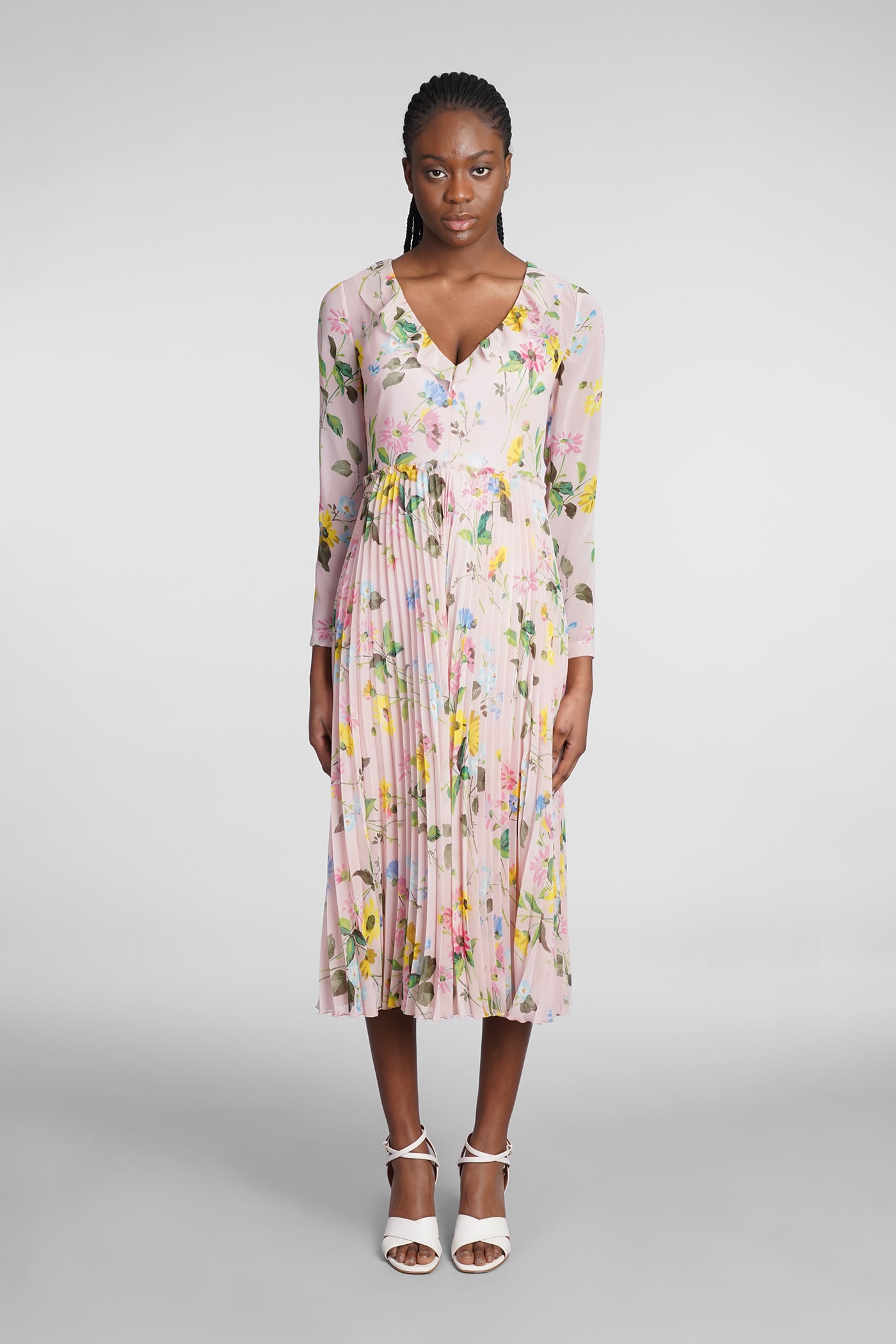 Redvalentino Floral Printed V-neck Long-sleeved Dress Red Valentino
