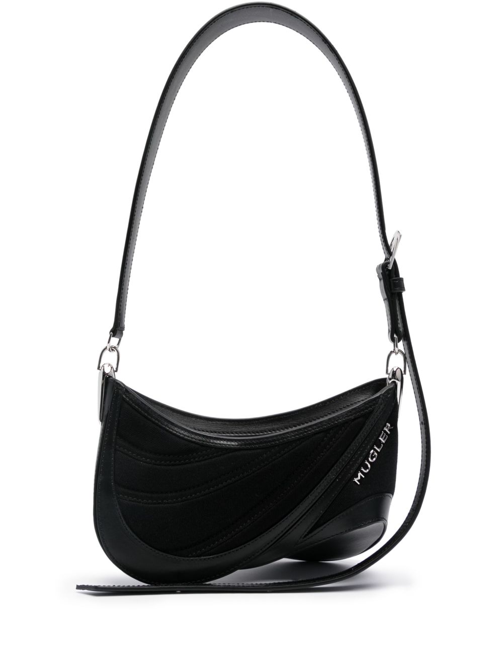 Mugler Spiral Curve 01 压纹单肩包 - 黑色