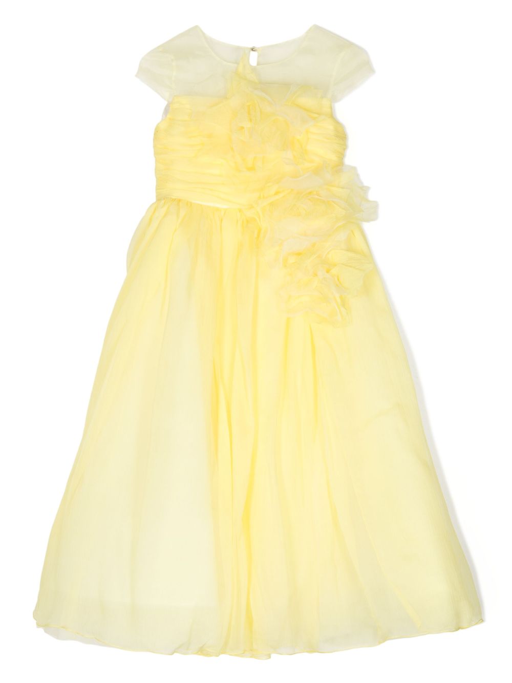 MARCHESA KIDS COUTURE 花卉缀饰绉纱连衣裙 - 黄色