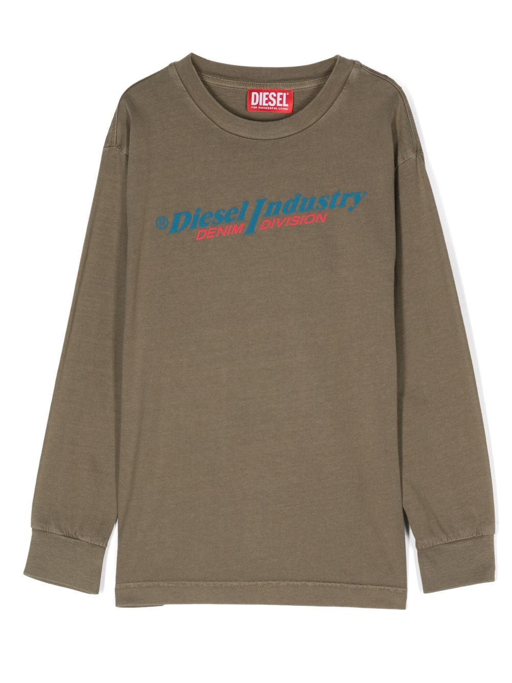 Diesel Kids logo印花长袖T恤 - 绿色