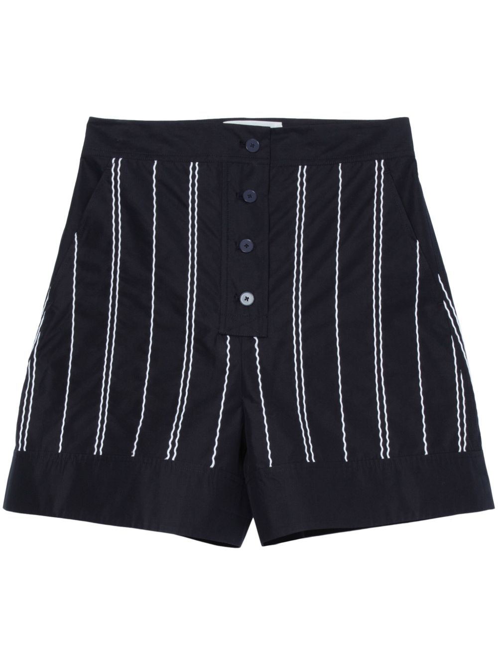 3.1 Phillip Lim 波浪缝线过膝短裤 - 蓝色