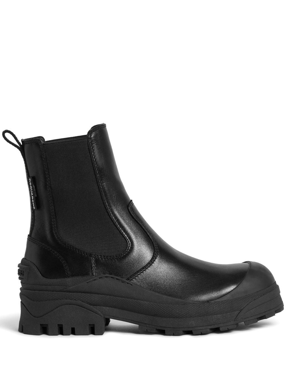 DSQUARED2 logo压纹皮靴 - 黑色