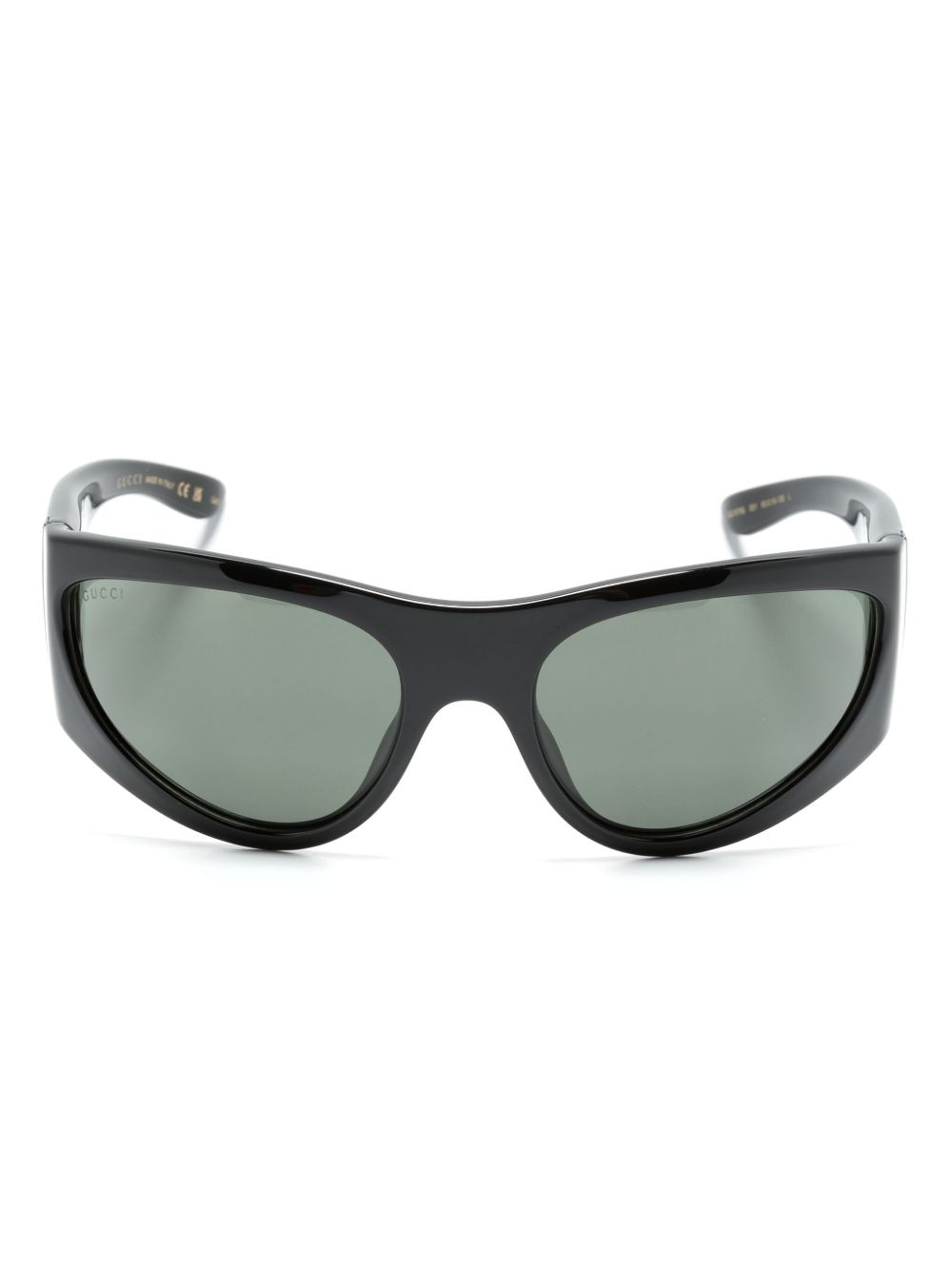 Gucci Eyewear logo标牌椭圆形框太阳眼镜 - 黑色