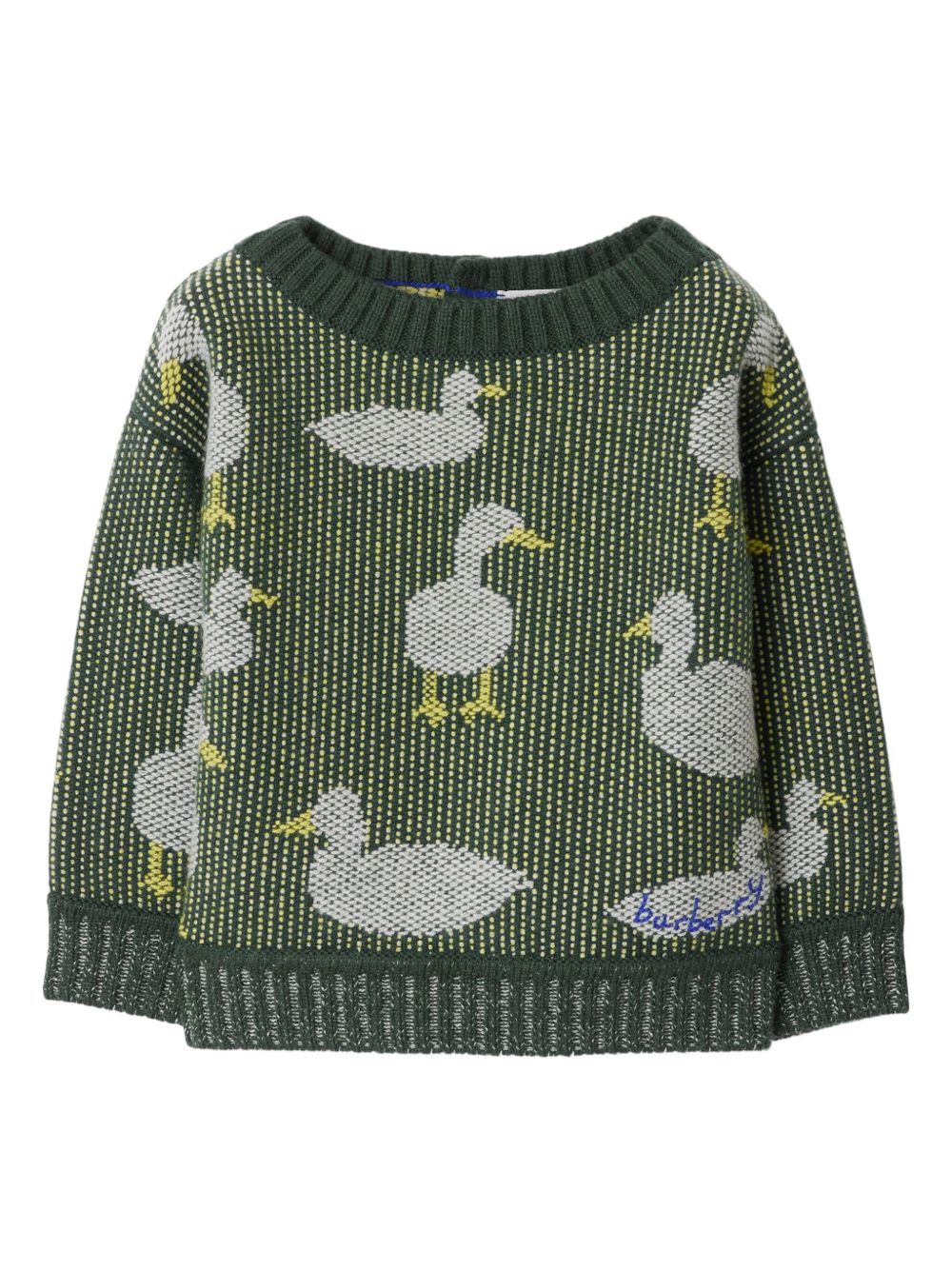 Burberry Kids 鸭子嵌花毛衣 - 绿色